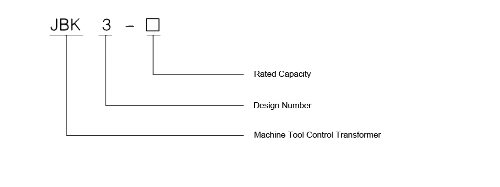 The Model Designation of the JBK3 Series Single-Phase Machine Tool Control Transformer